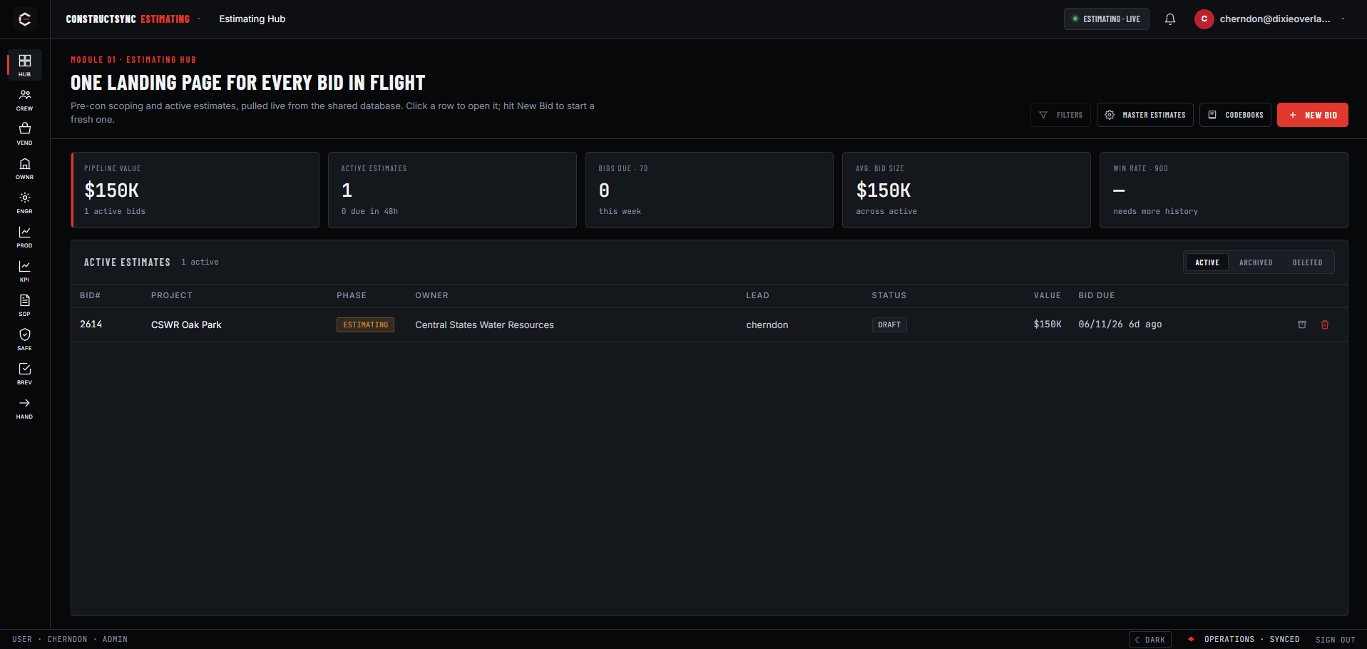 Estimating in ConstructSync
